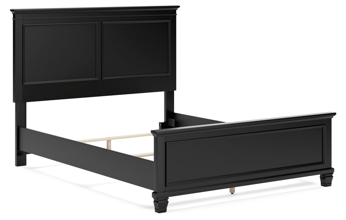 Lanolee Queen Panel Bed with Mirrored Dresser and Chest