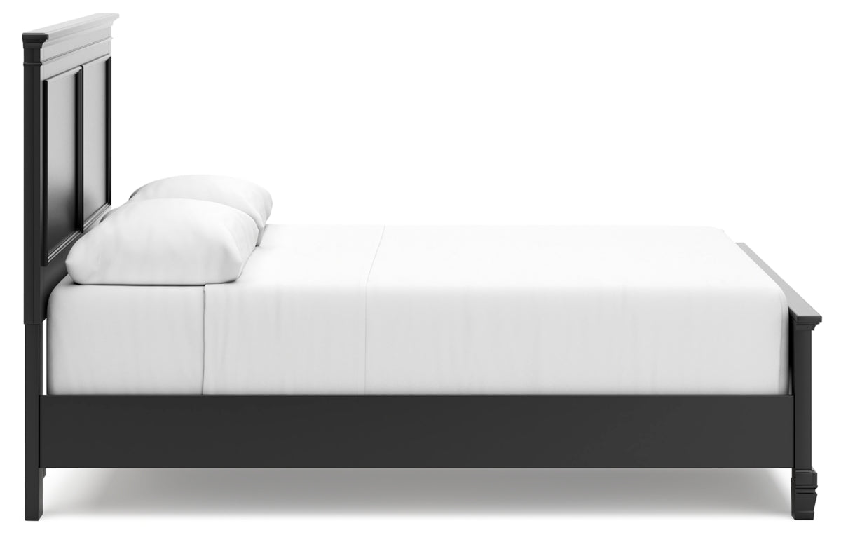 Lanolee Queen Panel Bed with Mirrored Dresser, Chest and Nightstand