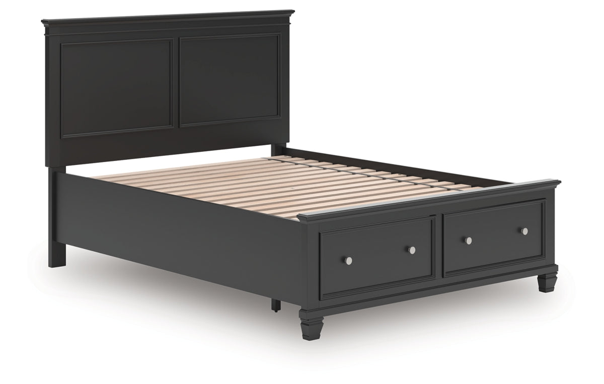 Lanolee Queen Panel Storage Bed, Dresser, Mirror and Nightstand
