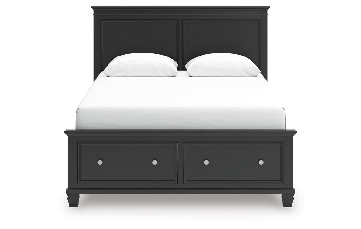 Lanolee Queen Panel Storage Bed, Dresser, Mirror and Nightstand