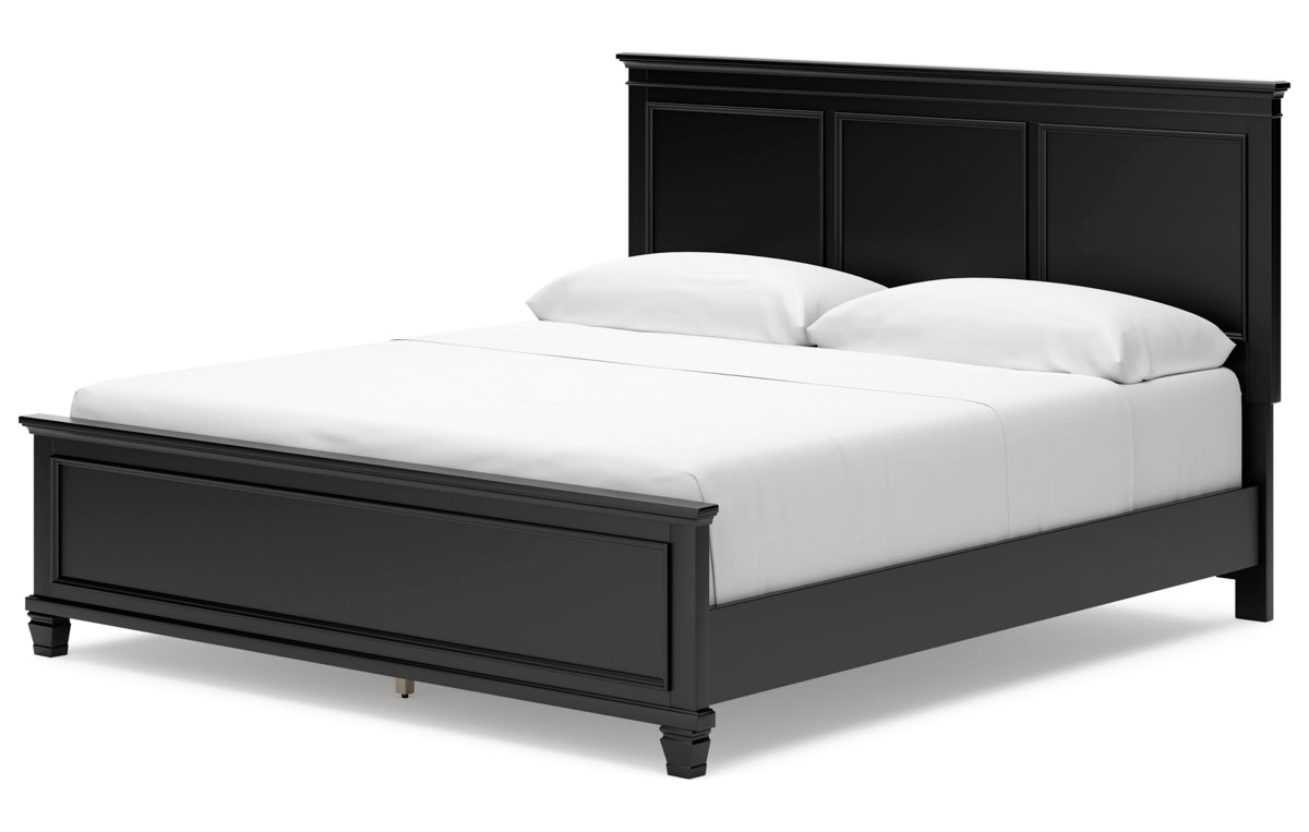 Lanolee California King Panel Bed with Mirrored Dresser and Chest