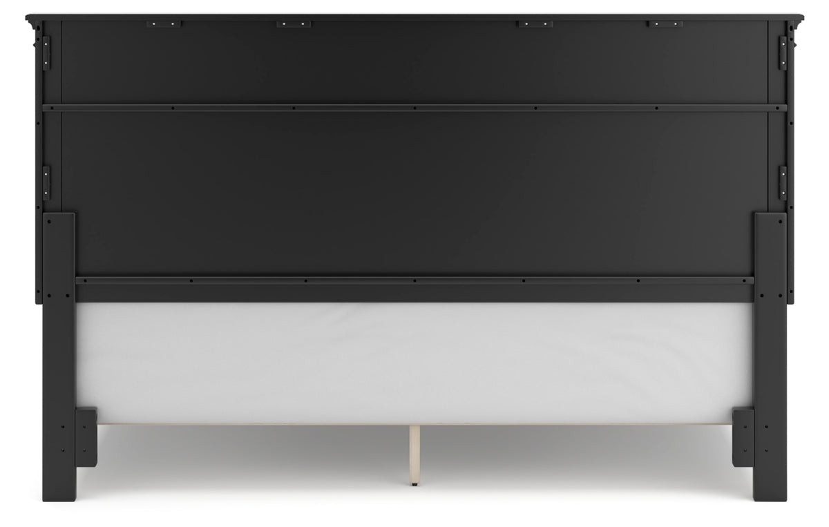 Lanolee California King Panel Bed with Mirrored Dresser and Nightstand