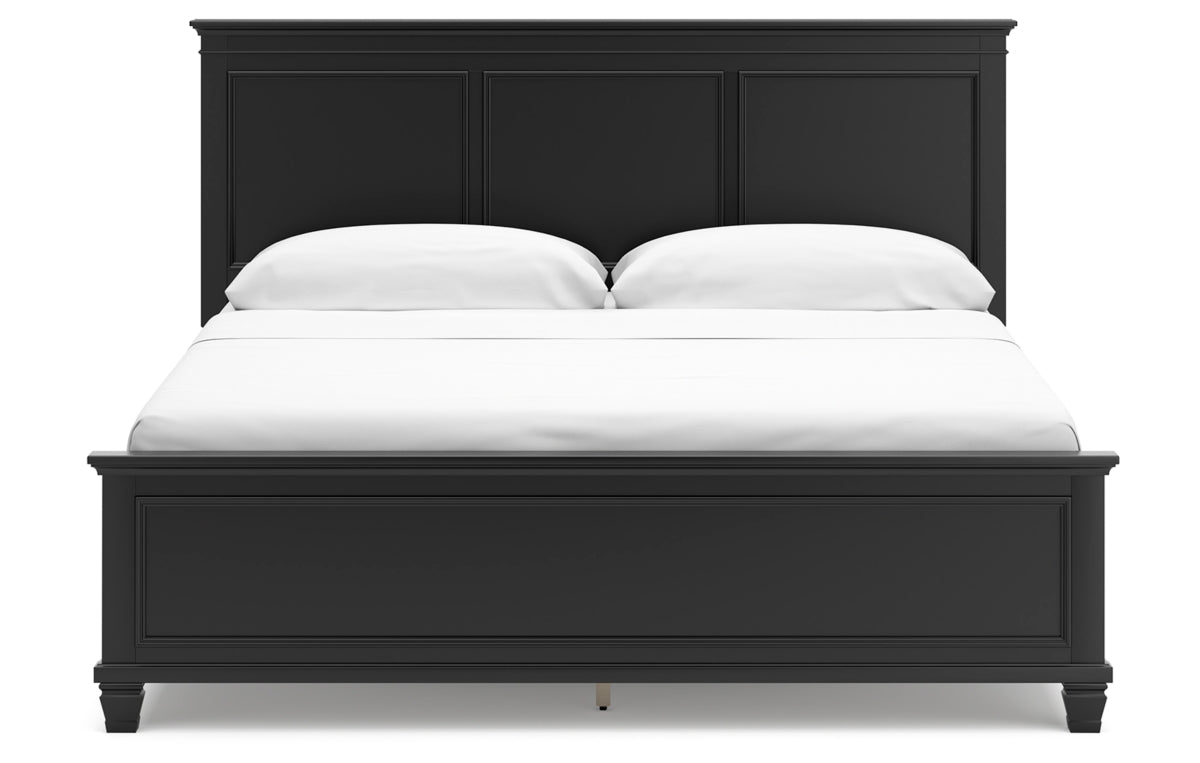 Lanolee California King Panel Bed with Mirrored Dresser and Chest