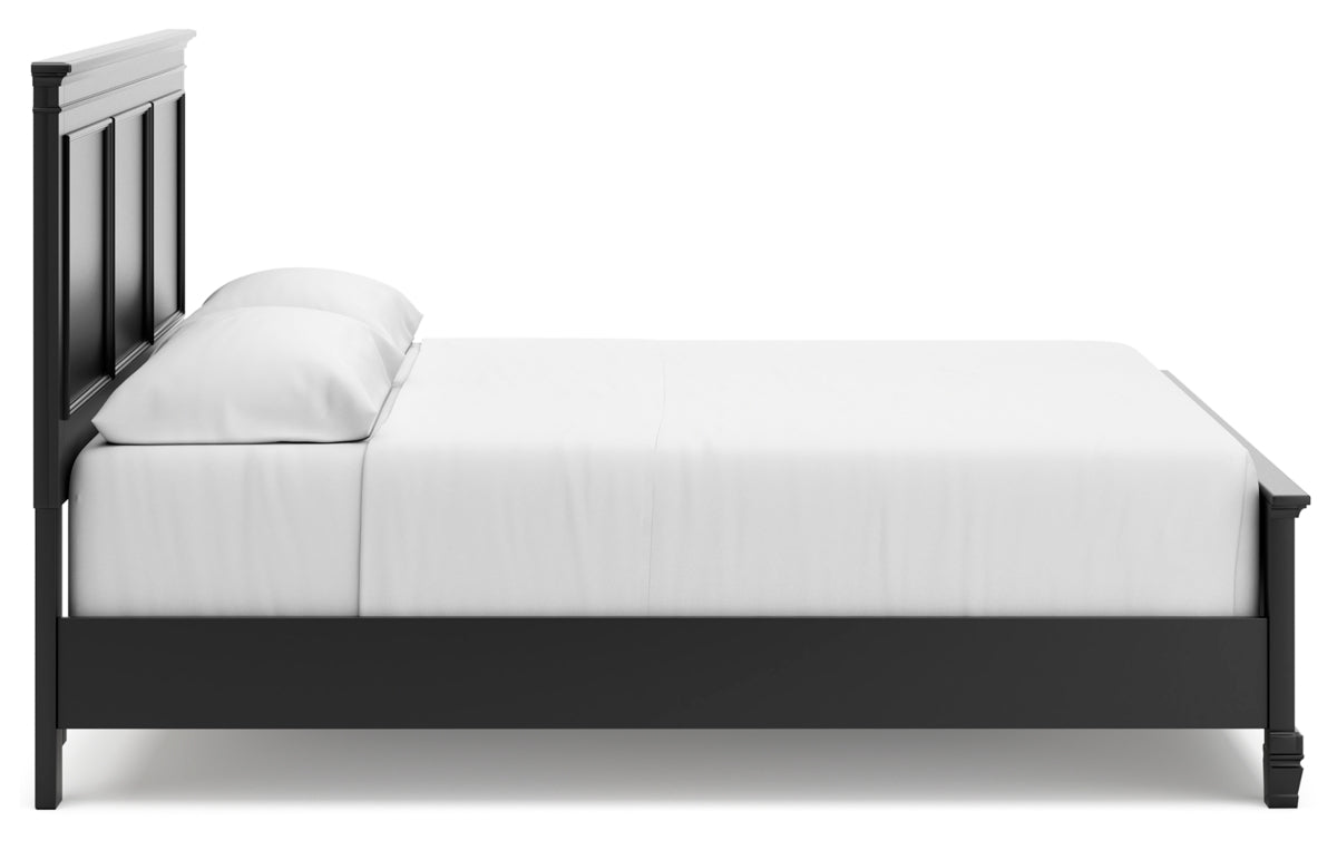 Lanolee California King Panel Bed with Mirrored Dresser, Chest and Nightstand