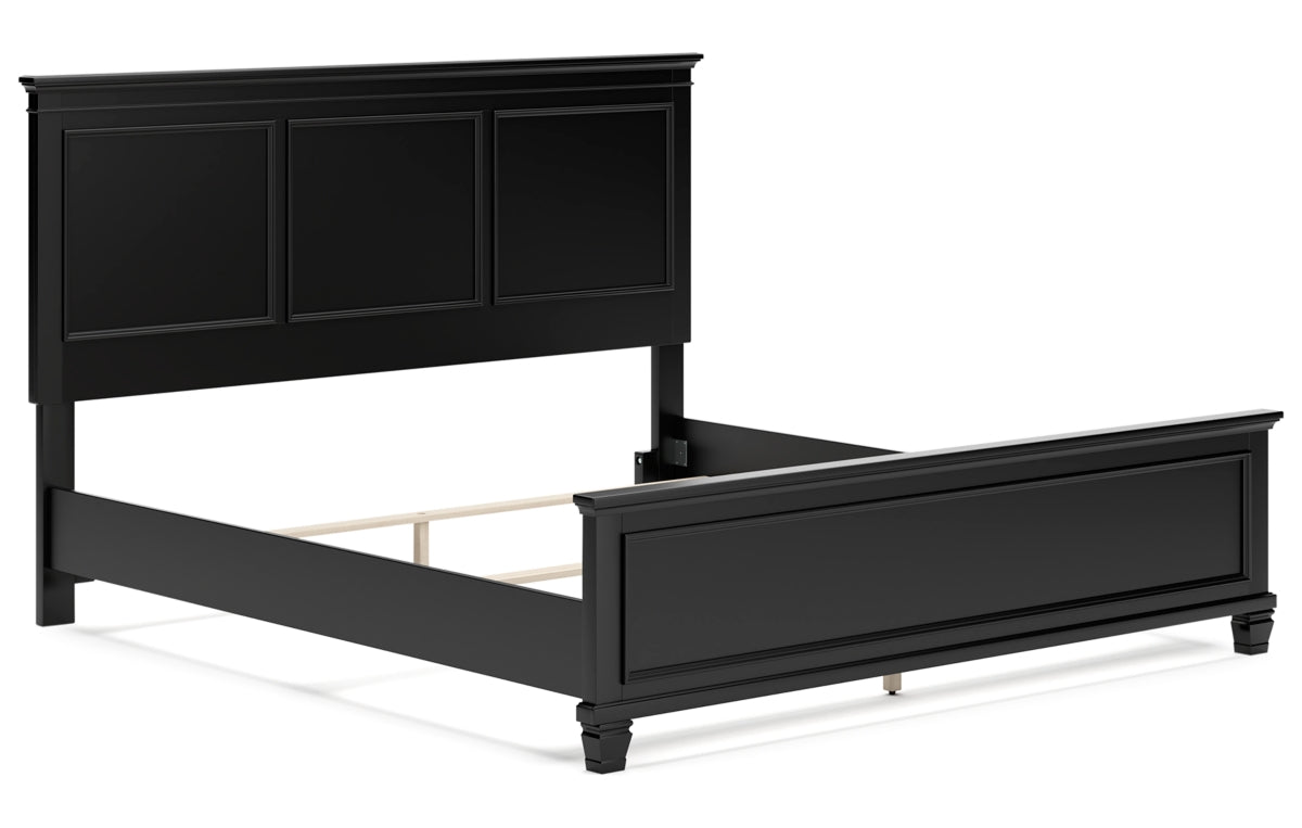 Lanolee King Panel Bed with Mirrored Dresser, Chest and Nightstand