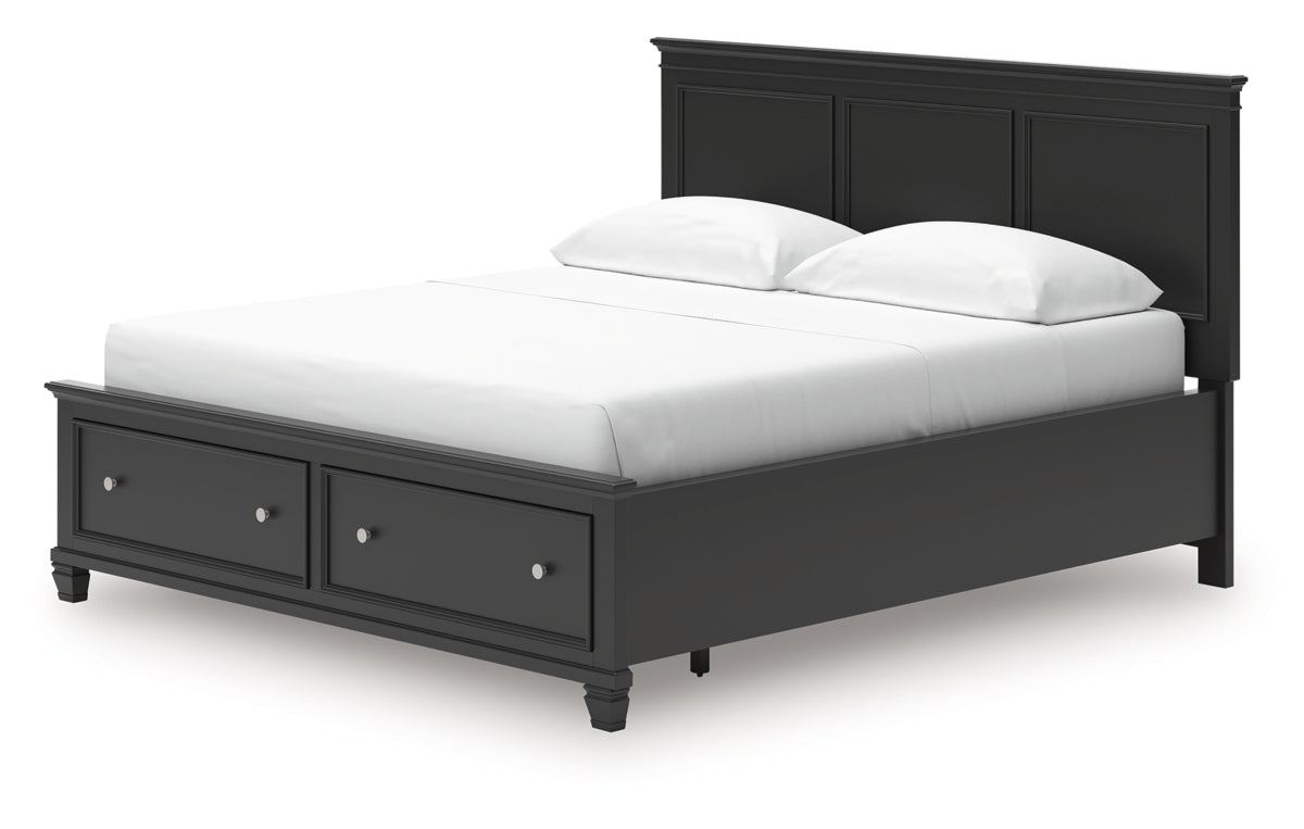 Lanolee California King Panel Storage Bed, Dresser, Mirror and Nightstand