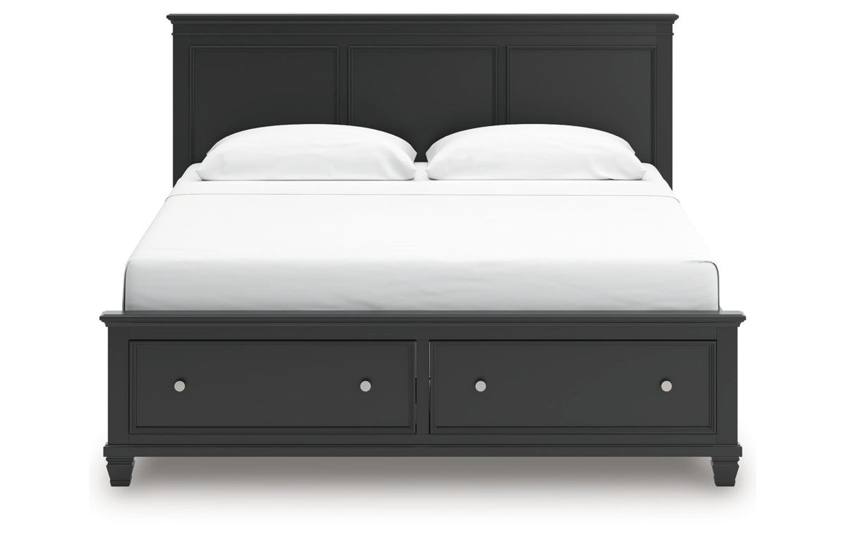Lanolee King Panel Storage Bed, Dresser, Mirror and Nightstand