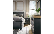 Lanolee California King Panel Bed with Mirrored Dresser and Nightstand
