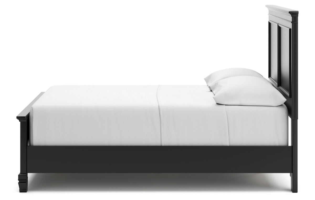 Lanolee Full Panel Bed with Mirrored Dresser and Nightstand