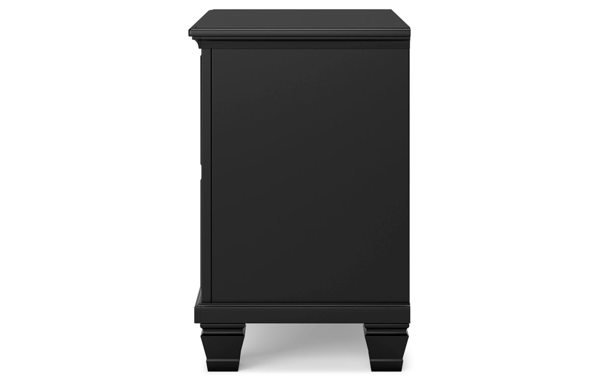 Lanolee California King Panel Bed with Mirrored Dresser and Nightstand