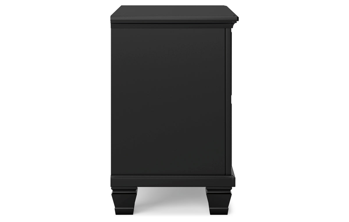 Lanolee King Panel Bed with Mirrored Dresser and Nightstand