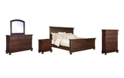 Porter California King Panel Bed with Mirrored Dresser, Chest and Nightstand