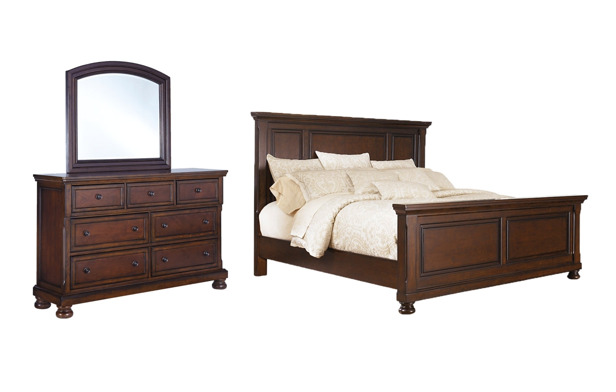 Porter California King Panel Bed with Mirrored Dresser
