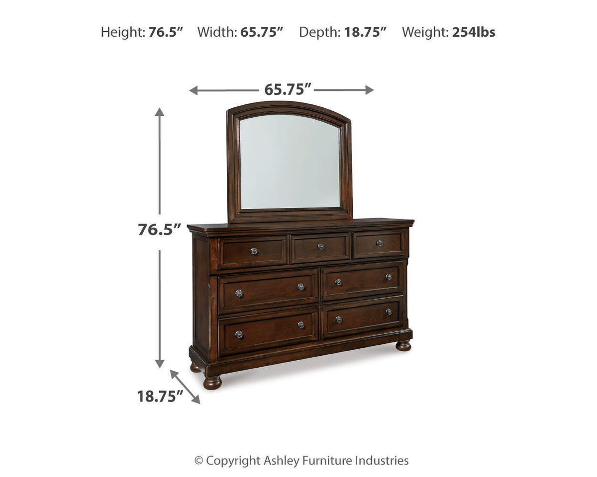 Porter Queen Panel Bed with Mirrored Dresser, Chest and Nightstand