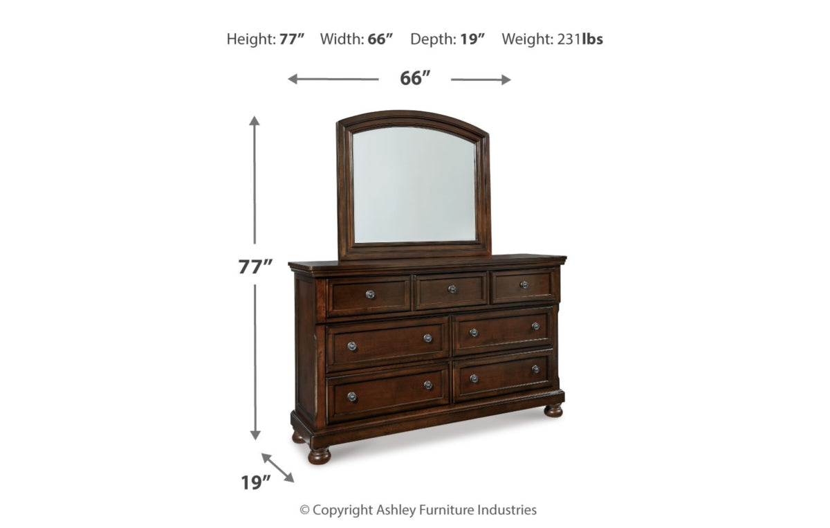 Porter King Panel Bed with Mirrored Dresser and Chest