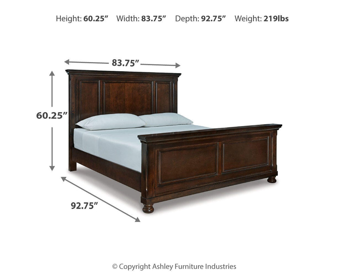Porter California King Panel Bed with Mirrored Dresser and Chest