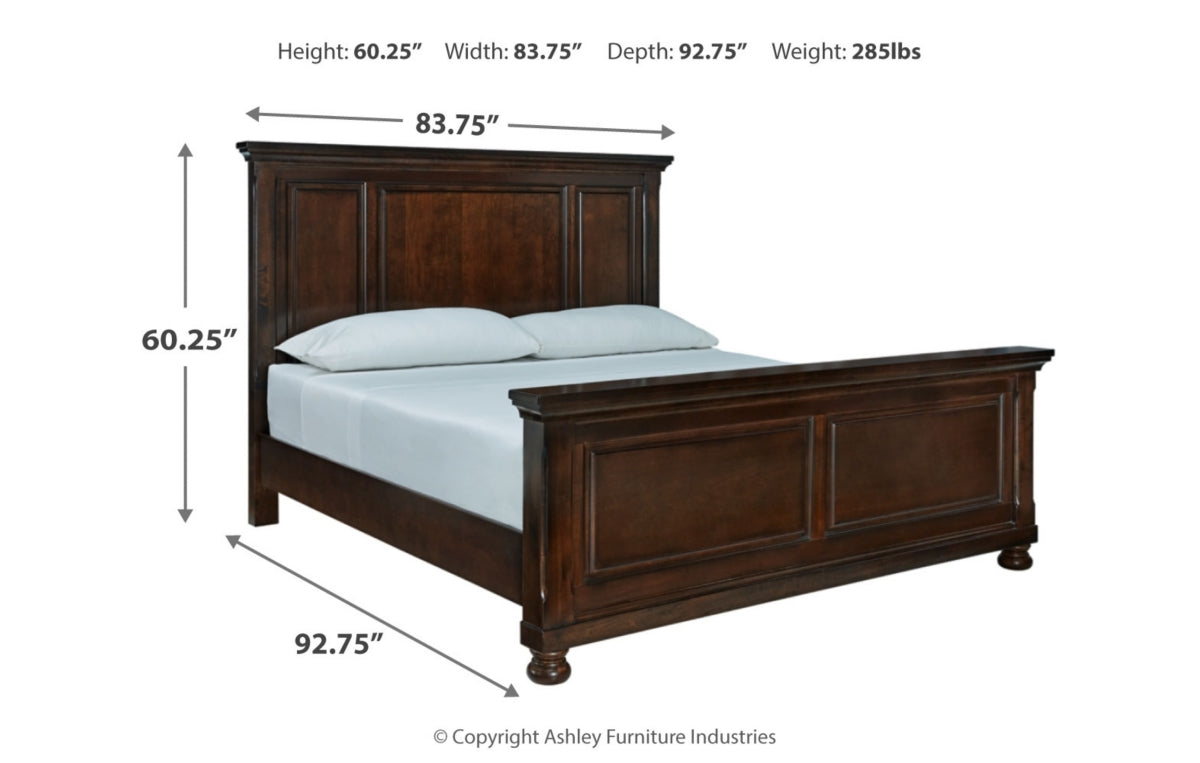 Porter California King Panel Bed with Mirrored Dresser, Chest and Nightstand