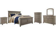 Lettner Queen Panel Bed with Mirrored Dresser, Chest and Nightstand