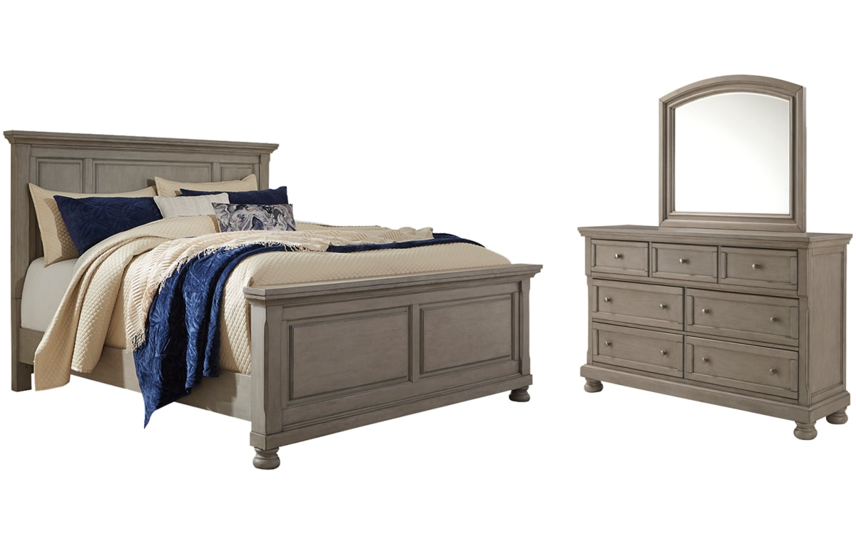 Lettner Queen Panel Bed with Mirrored Dresser