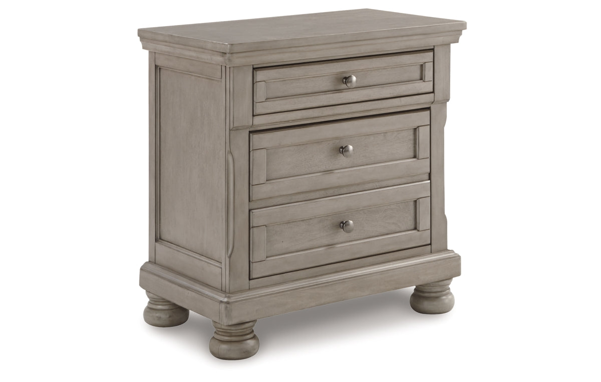 Lettner Queen Sleigh Bed with 2 Storage Drawers with Mirrored Dresser, Chest and Nightstand