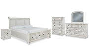Robbinsdale Queen Sleigh Bed with Storage with Mirrored Dresser, Chest and Nightstand