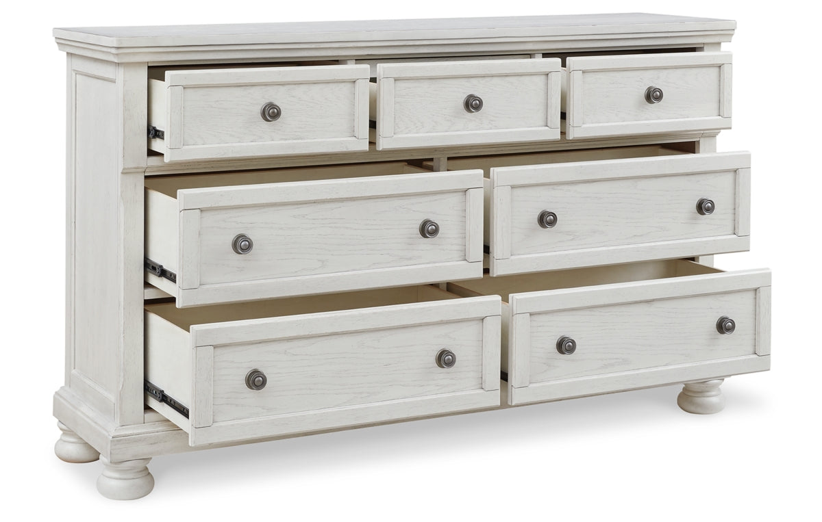 Robbinsdale California King Sleigh Bed with Storage with Mirrored Dresser