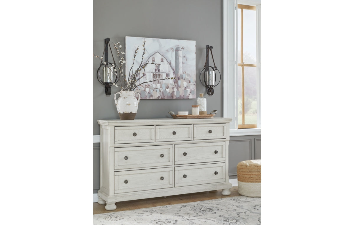 Robbinsdale California King Sleigh Bed with Storage with Mirrored Dresser