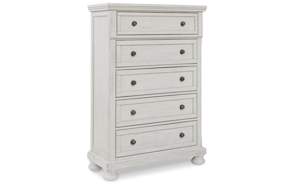 Robbinsdale Queen Sleigh Bed with Storage with Mirrored Dresser and Chest