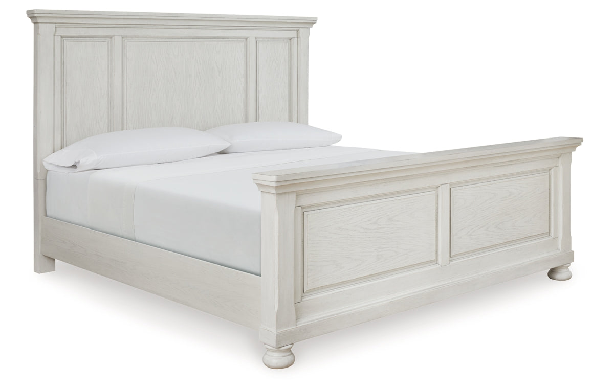 Robbinsdale California King Panel Bed with Mirrored Dresser, Chest and Nightstand