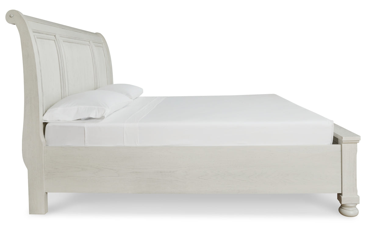 Robbinsdale California King Sleigh Bed with Storage with Mirrored Dresser