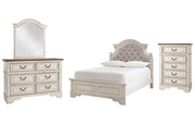 Realyn Full Panel Bed with Mirrored Dresser and Chest