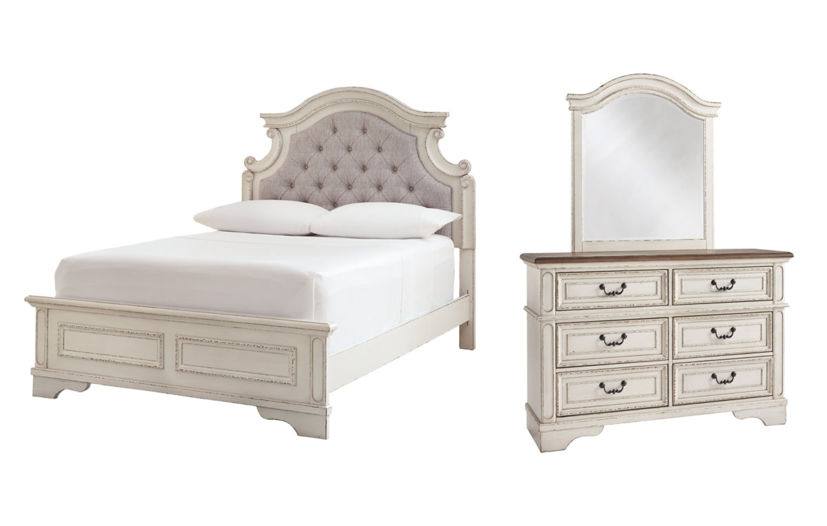 Realyn Full Panel Bed with Mirrored Dresser