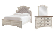 Realyn Full Panel Bed with Mirrored Dresser