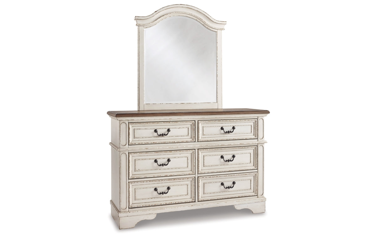 Realyn Full Panel Bed with Mirrored Dresser and Chest