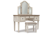 Realyn Vanity and Mirror with Stool