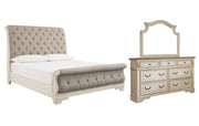 Realyn King Sleigh Bed with Mirrored Dresser