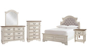 Realyn Full Panel Bed with Mirrored Dresser, Chest and Nightstand