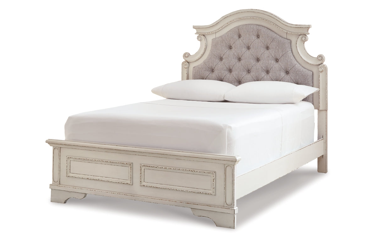 Realyn Full Panel Bed with Mirrored Dresser, Chest and Nightstand