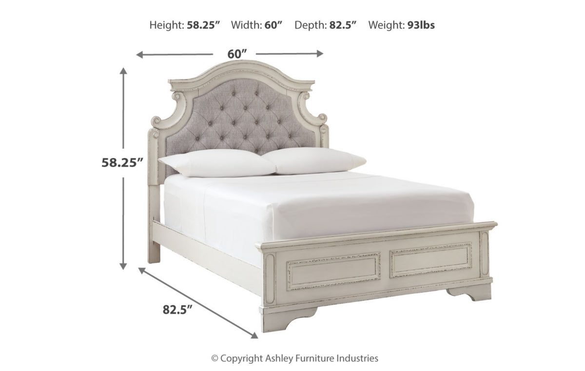 Realyn Full Panel Bed with Mirrored Dresser and Chest