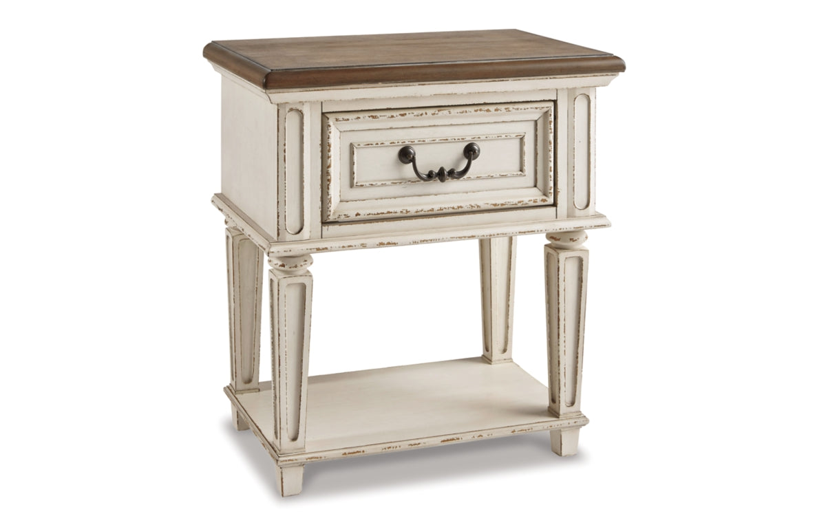 Realyn Twin Panel Bed with Mirrored Dresser, Chest and Nightstand