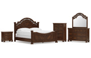 Lavinton California King Poster Bed, Dresser, Mirror, Chest and Nightstand