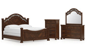 Lavinton California King Poster Bed, Dresser, Mirror and Chest