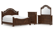 Lavinton King Poster Bed, Dresser, Mirror and Chest