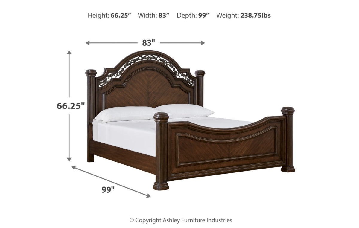 Lavinton California King Poster Bed, Dresser, Mirror, Chest and Nightstand