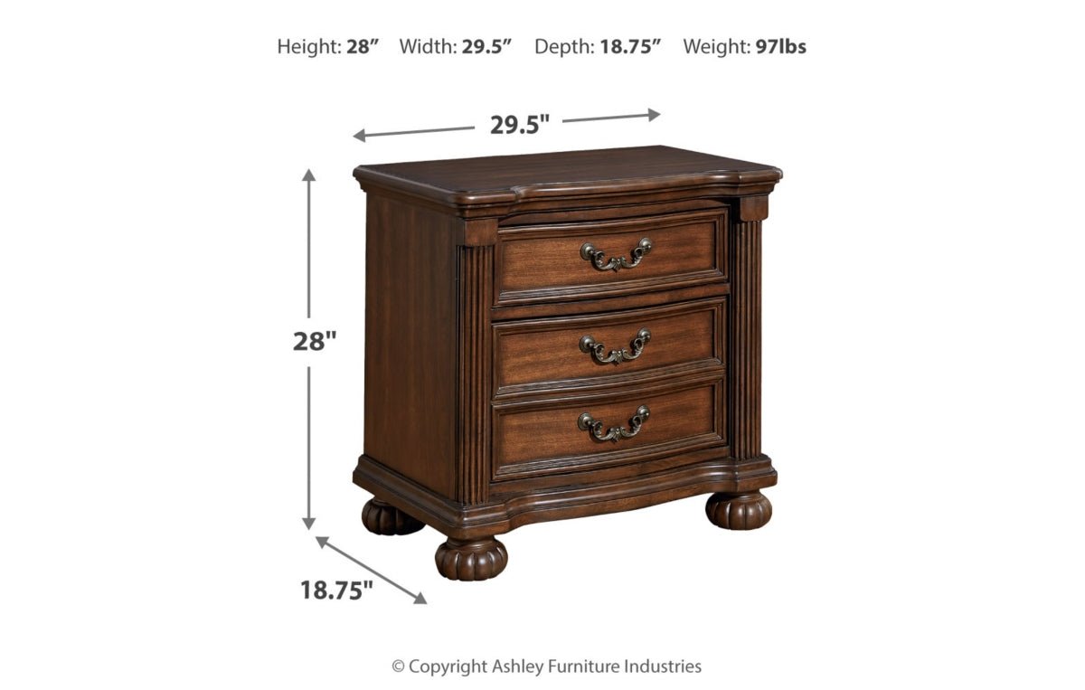 Lavinton California King Poster Bed with Mirrored Dresser, Chest and Nightstand