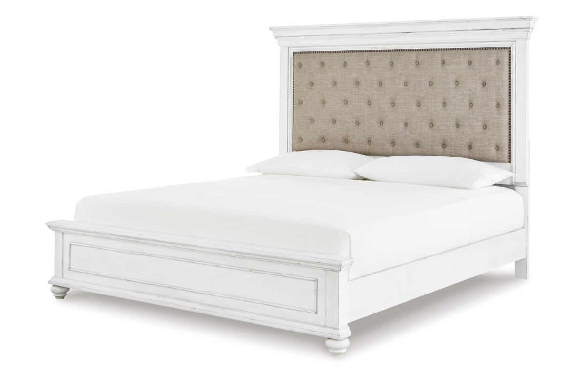 Kanwyn Queen Panel Bed with Mirrored Dresser and Chest