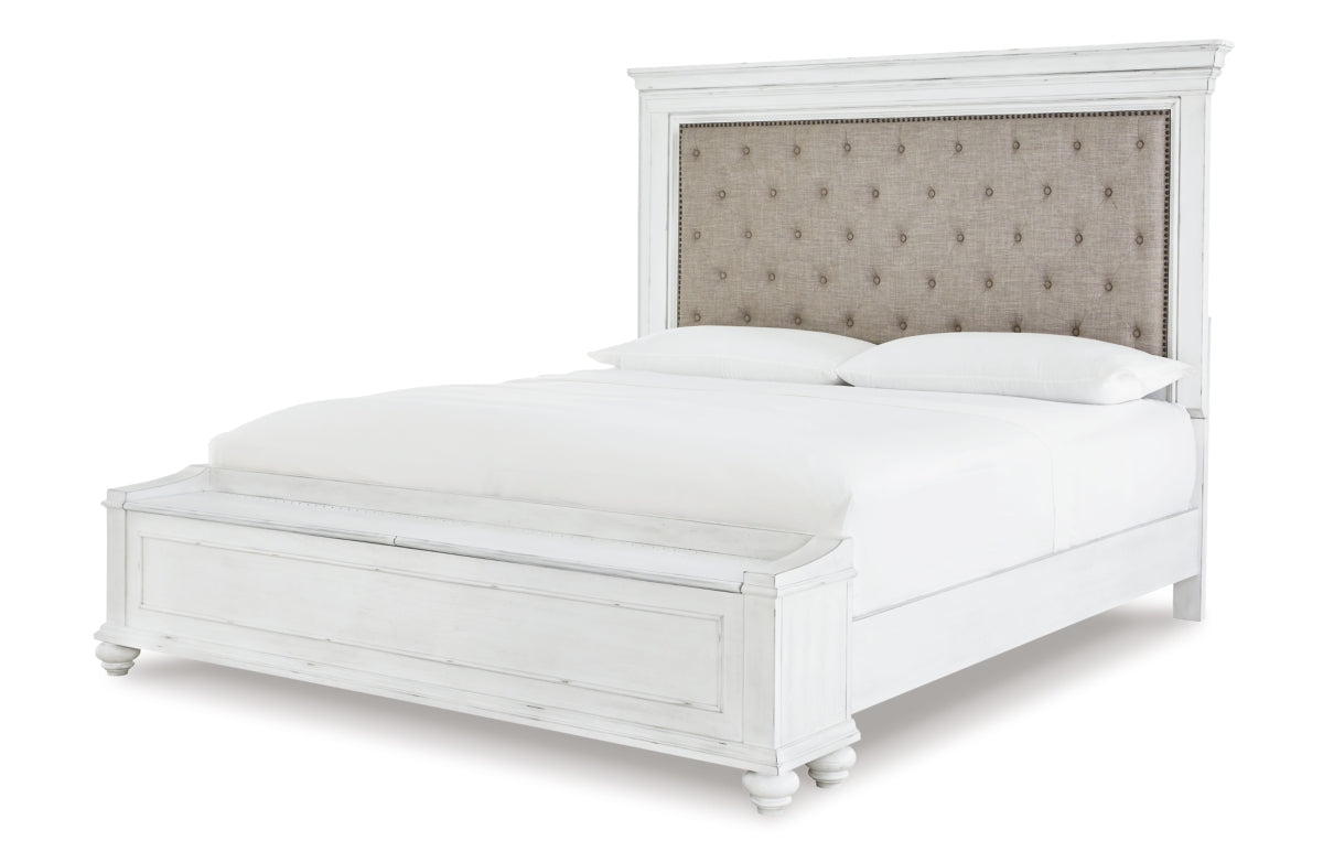 Kanwyn Queen Panel Bed with Storage with Mirrored Dresser, Chest and Nightstand