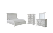 Kanwyn Queen Panel Bed with Mirrored Dresser and Chest