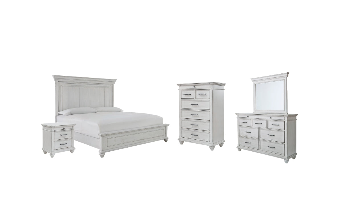 Kanwyn Queen Panel Bed with Mirrored Dresser, Chest and Nightstand