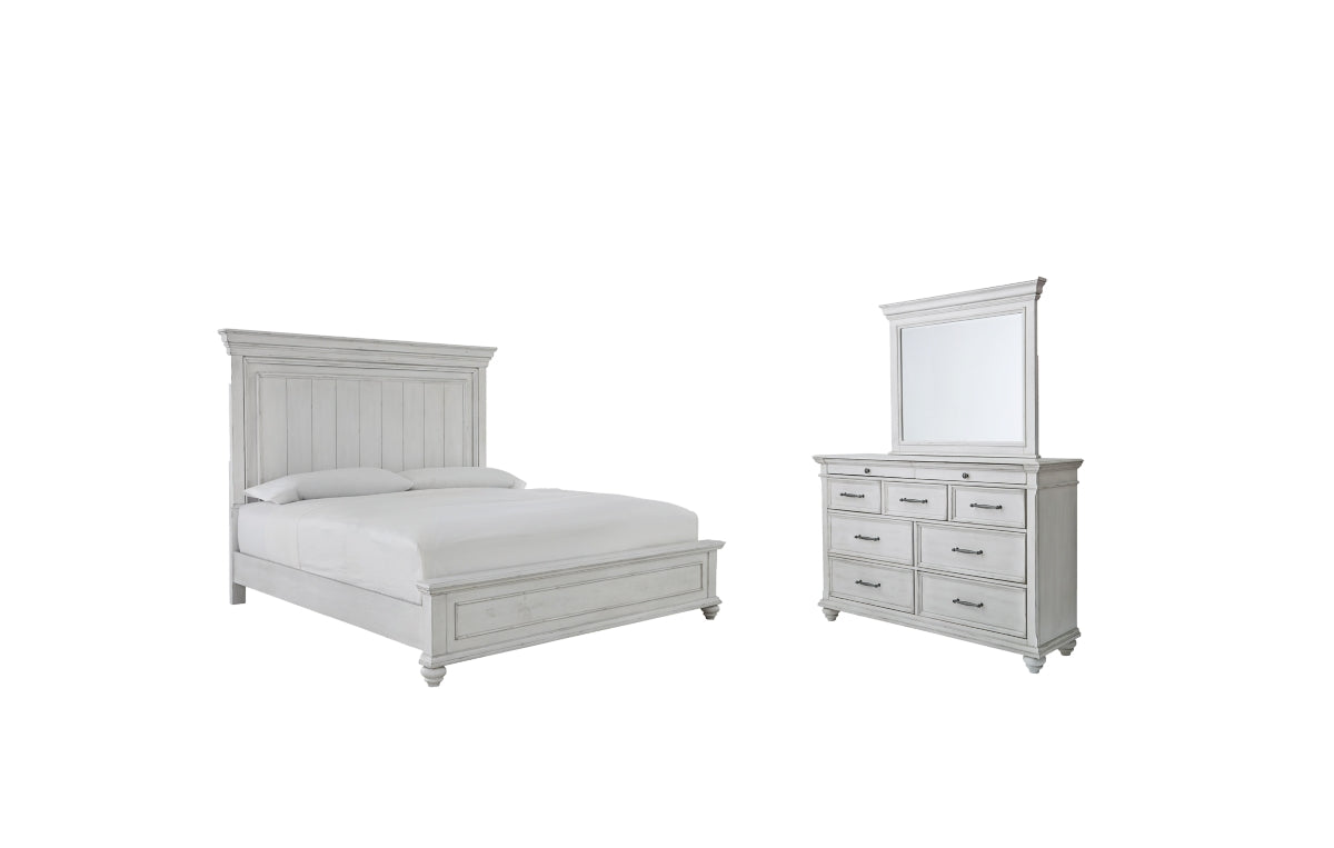 Kanwyn Queen Panel Bed with Mirrored Dresser